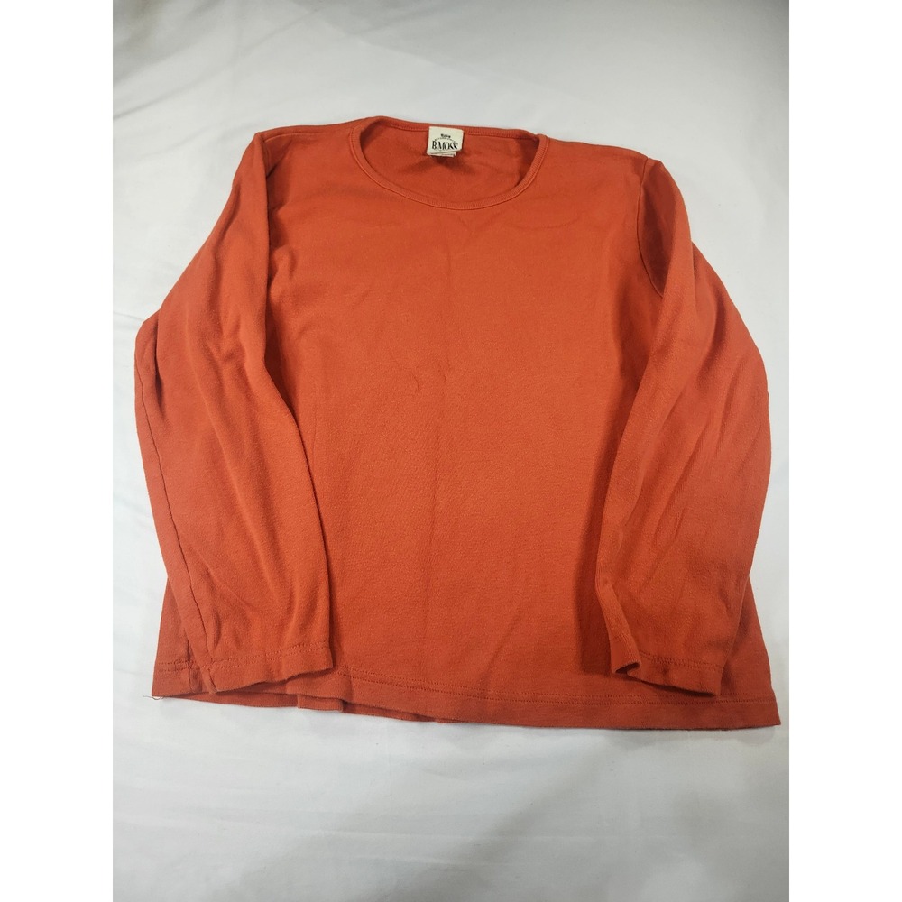 B. Moss Womens Burnt Orange Long Sleeve Crew Neck Cotton T-Shirt Size L